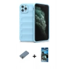 MARSİLYAN™- iPhone 11 Pro Max Kılıf Atlas Koleksiyonu - Siyah 34D Izgaralı Cam + Shine Kamera Lens Koruma Cam - GS