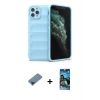 MARSİLYAN™- iPhone 11 Pro Max Kılıf Atlas Koleksiyonu - Siyah 34D Izgaralı Cam + Metal Kamera Lens Koruma Cam - MI