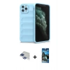 MARSİLYAN™- iPhone 11 Pro Max Kılıf Atlas Koleksiyonu - Siyah 34D Izgaralı Cam + Pers Alüminyum Kamera Lens - LT