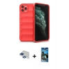 MARSİLYAN™- iPhone 11 Pro Max Kılıf Atlas Koleksiyonu - Siyah 34D Izgaralı Cam + Pers Alüminyum Kamera Lens - LT