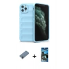 MARSİLYAN™- iPhone 11 Pro Max Kılıf Atlas Koleksiyonu - Siyah 34D Izgaralı Cam + Shine Kamera Lens Koruma Cam - SABE