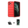 MARSİLYAN™- iPhone 11 Pro Max Kılıf Atlas Koleksiyonu - Siyah 360 Mat Full Body Arka Koruyucu + Kamera Lens Koruma Cam - SF