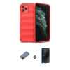 MARSİLYAN™- iPhone 11 Pro Max Kılıf Atlas Koleksiyonu - Siyah 3D Antistatik Hayalet Cam Ekran Koruyucu + Metal Kamera Lens Koruma Cam - MI