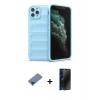 MARSİLYAN™- iPhone 11 Pro Max Kılıf Atlas Koleksiyonu - Siyah 3D Antistatik Hayalet Cam Ekran Koruyucu + Metal Kamera Lens Koruma Cam - MI
