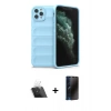 MARSİLYAN™- iPhone 11 Pro Max Kılıf Atlas Koleksiyonu - Siyah 3D Antistatik Hayalet Cam Ekran Koruyucu + Kamera Lens Koruma Cam - SF