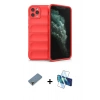 MARSİLYAN™- iPhone 11 Pro Max Kılıf Atlas Koleksiyonu - Siyah 3D Antistatik Seramik Nano Ekran Koruyucu + Metal Kamera Lens Koruma Cam - MR