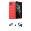 MARSİLYAN™- iPhone 11 Pro Max Kılıf Atlas Koleksiyonu - Siyah 3D Antistatik Seramik Nano Ekran Koruyucu + Shine Kamera Lens Koruma Cam - GS