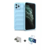 MARSİLYAN™- iPhone 11 Pro Max Kılıf Atlas Koleksiyonu - Siyah 3D Antistatik Seramik Nano Ekran Koruyucu + Pers Alüminyum Kamera Lens - YL