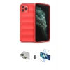 MARSİLYAN™- iPhone 11 Pro Max Kılıf Atlas Koleksiyonu - Siyah 3D Antistatik Seramik Nano Ekran Koruyucu + Pers Alüminyum Kamera Lens - YL