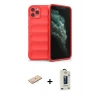 MARSİLYAN™- iPhone 11 Pro Max Kılıf Atlas Koleksiyonu - Siyah Bilvis Hayalet Cam Ekran Koruyucu + Renkli Kamera Lens Koruma Cam - MI