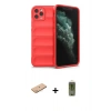 MARSİLYAN™- iPhone 11 Pro Max Kılıf Atlas Koleksiyonu - Siyah Joko Magic 5D Hayalet Cam + Renkli Kamera Lens Koruma Cam - PE