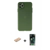 MARSİLYAN™- iPhone 11 Pro Max Kılıf Atlas Minimal Prime - Şeffaf 360 Full Body Arka Koruyucu + Renkli Kamera Lens Koruma Cam - TU