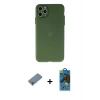 MARSİLYAN™- iPhone 11 Pro Max Kılıf Atlas Minimal Prime - Siyah 18D Cam Ekran Koruyucu + Metal Kamera Lens Koruma Cam - GD