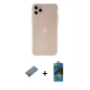 MARSİLYAN™- iPhone 11 Pro Max Kılıf Atlas Minimal Prime - Siyah 18D Cam Ekran Koruyucu + Metal Kamera Lens Koruma Cam - GD