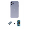 MARSİLYAN™- iPhone 11 Pro Max Kılıf Atlas Minimal Prime - Siyah 18D Cam Ekran Koruyucu + Metal Kamera Lens Koruma Cam - GS