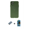 MARSİLYAN™- iPhone 11 Pro Max Kılıf Atlas Minimal Prime - Siyah 18D Cam Ekran Koruyucu + Metal Kamera Lens Koruma Cam - GS