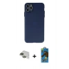 MARSİLYAN™- iPhone 11 Pro Max Kılıf Atlas Minimal Prime - Siyah 18D Cam Ekran Koruyucu + Yeşil Pers Alüminyum Kamera Lens