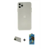 MARSİLYAN™- iPhone 11 Pro Max Kılıf Atlas Minimal Prime - Siyah 18D Cam Ekran Koruyucu + Yeşil Rainbow Kamera Lens Koruma Cam
