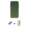 MARSİLYAN™- iPhone 11 Pro Max Kılıf Atlas Minimal Prime - Siyah 20D Premium Cam Ekran Koruyucu + Gümüş Shine Kamera Lens Koruma Cam