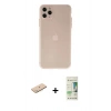 MARSİLYAN™- iPhone 11 Pro Max Kılıf Atlas Minimal Prime - Siyah 20D Premium Cam Ekran Koruyucu + Renkli Kamera Lens Koruma Cam - MI