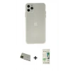 MARSİLYAN™- iPhone 11 Pro Max Kılıf Atlas Minimal Prime - Siyah 20D Premium Cam Ekran Koruyucu + Rainbow Kamera Lens Koruma Cam - YL