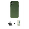 MARSİLYAN™- iPhone 11 Pro Max Kılıf Atlas Minimal Prime - Siyah 20D Premium Cam Ekran Koruyucu + Kamera Lens Koruma Cam - SF