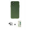 MARSİLYAN™- iPhone 11 Pro Max Kılıf Atlas Minimal Prime - Siyah 20D Premium Cam Ekran Koruyucu + Siyah Pers Alüminyum Kamera Lens