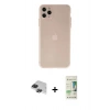 MARSİLYAN™- iPhone 11 Pro Max Kılıf Atlas Minimal Prime - Siyah 20D Premium Cam Ekran Koruyucu + Siyah Pers Alüminyum Kamera Lens