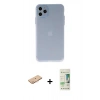 MARSİLYAN™- iPhone 11 Pro Max Kılıf Atlas Minimal Prime - Siyah 20D Premium Cam Ekran Koruyucu + Turuncu Renkli Kamera Lens Koruma Cam