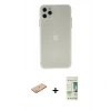 MARSİLYAN™- iPhone 11 Pro Max Kılıf Atlas Minimal Prime - Siyah 20D Premium Cam Ekran Koruyucu + Turuncu Renkli Kamera Lens Koruma Cam