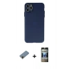 MARSİLYAN™- iPhone 11 Pro Max Kılıf Atlas Minimal Prime - Siyah 34D Hayalet Izgaralı Cam + Shine Kamera Lens Koruma Cam - GD