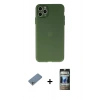 MARSİLYAN™- iPhone 11 Pro Max Kılıf Atlas Minimal Prime - Siyah 34D Hayalet Izgaralı Cam + Shine Kamera Lens Koruma Cam - GS