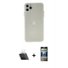 MARSİLYAN™- iPhone 11 Pro Max Kılıf Atlas Minimal Prime - Siyah 34D Hayalet Izgaralı Cam + Kamera Lens Koruma Cam - SF