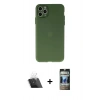 MARSİLYAN™- iPhone 11 Pro Max Kılıf Atlas Minimal Prime - Siyah 34D Hayalet Izgaralı Cam + Kamera Lens Koruma Cam - SF