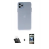 MARSİLYAN™- iPhone 11 Pro Max Kılıf Atlas Minimal Prime - Siyah 34D Hayalet Izgaralı Cam + Kamera Lens Koruma Cam - SF