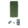 MARSİLYAN™- iPhone 11 Pro Max Kılıf Atlas Minimal Prime - Siyah 34D Hayalet Izgaralı Cam + Metal Kamera Lens Koruma Cam - MI