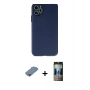 MARSİLYAN™- iPhone 11 Pro Max Kılıf Atlas Minimal Prime - Siyah 34D Hayalet Izgaralı Cam + Metal Kamera Lens Koruma Cam - GD