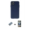 MARSİLYAN™- iPhone 11 Pro Max Kılıf Atlas Minimal Prime - Siyah 34D Hayalet Izgaralı Cam + Metal Kamera Lens Koruma Cam - AKYL