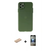 MARSİLYAN™- iPhone 11 Pro Max Kılıf Atlas Minimal Prime - Siyah 34D Hayalet Izgaralı Cam + Renkli Kamera Lens Koruma Cam - PE