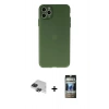 MARSİLYAN™- iPhone 11 Pro Max Kılıf Atlas Minimal Prime - Siyah 34D Hayalet Izgaralı Cam + Pers Alüminyum Kamera Lens - SH
