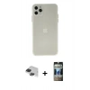 MARSİLYAN™- iPhone 11 Pro Max Kılıf Atlas Minimal Prime - Siyah 34D Hayalet Izgaralı Cam + Pers Alüminyum Kamera Lens - SH