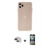 MARSİLYAN™- iPhone 11 Pro Max Kılıf Atlas Minimal Prime - Siyah 34D Hayalet Izgaralı Cam + Pers Alüminyum Kamera Lens - SH