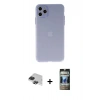 MARSİLYAN™- iPhone 11 Pro Max Kılıf Atlas Minimal Prime - Siyah 34D Hayalet Izgaralı Cam + Pers Alüminyum Kamera Lens - SH