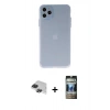 MARSİLYAN™- iPhone 11 Pro Max Kılıf Atlas Minimal Prime - Siyah 34D Hayalet Izgaralı Cam + Pers Alüminyum Kamera Lens - SH