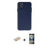 MARSİLYAN™- iPhone 11 Pro Max Kılıf Atlas Minimal Prime - Siyah 34D Hayalet Izgaralı Cam + Renkli Kamera Lens Koruma Cam - TU