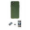 MARSİLYAN™- iPhone 11 Pro Max Kılıf Atlas Minimal Prime - Siyah 34D Hayalet Izgaralı Cam + Shine Kamera Lens Koruma Cam - GD