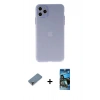 MARSİLYAN™- iPhone 11 Pro Max Kılıf Atlas Minimal Prime - Siyah 34D Izgaralı Cam + Metal Kamera Lens Koruma Cam - MR