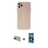 MARSİLYAN™- iPhone 11 Pro Max Kılıf Atlas Minimal Prime - Siyah 34D Izgaralı Cam + Yeşil Rainbow Kamera Lens Koruma Cam