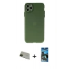MARSİLYAN™- iPhone 11 Pro Max Kılıf Atlas Minimal Prime - Siyah 34D Izgaralı Cam + Yeşil Rainbow Kamera Lens Koruma Cam