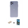 MARSİLYAN™- iPhone 11 Pro Max Kılıf Atlas Minimal Prime - Siyah 34D Izgaralı Cam + Renkli Kamera Lens Koruma Cam - YL